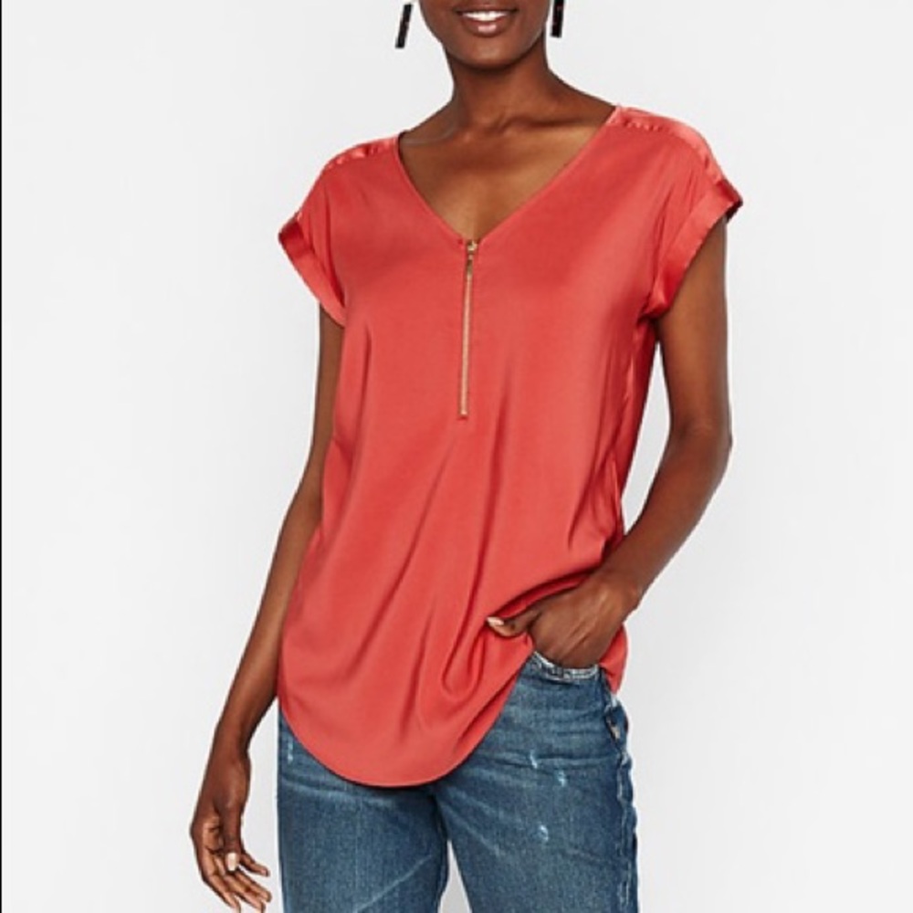 Express Silky Zip Front Orange